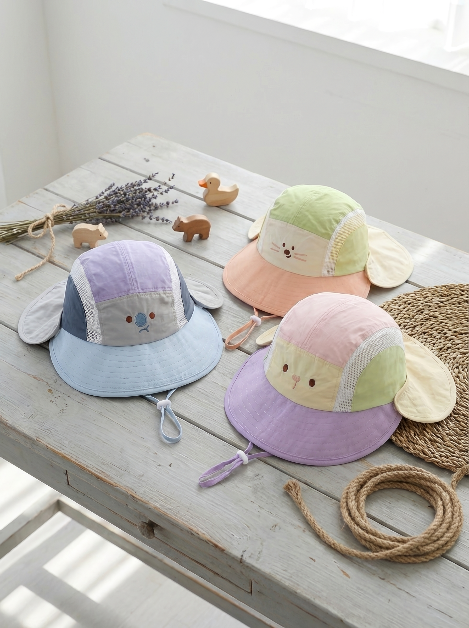軟盟糖果小動物 可拆式遮陽帽/盆帽