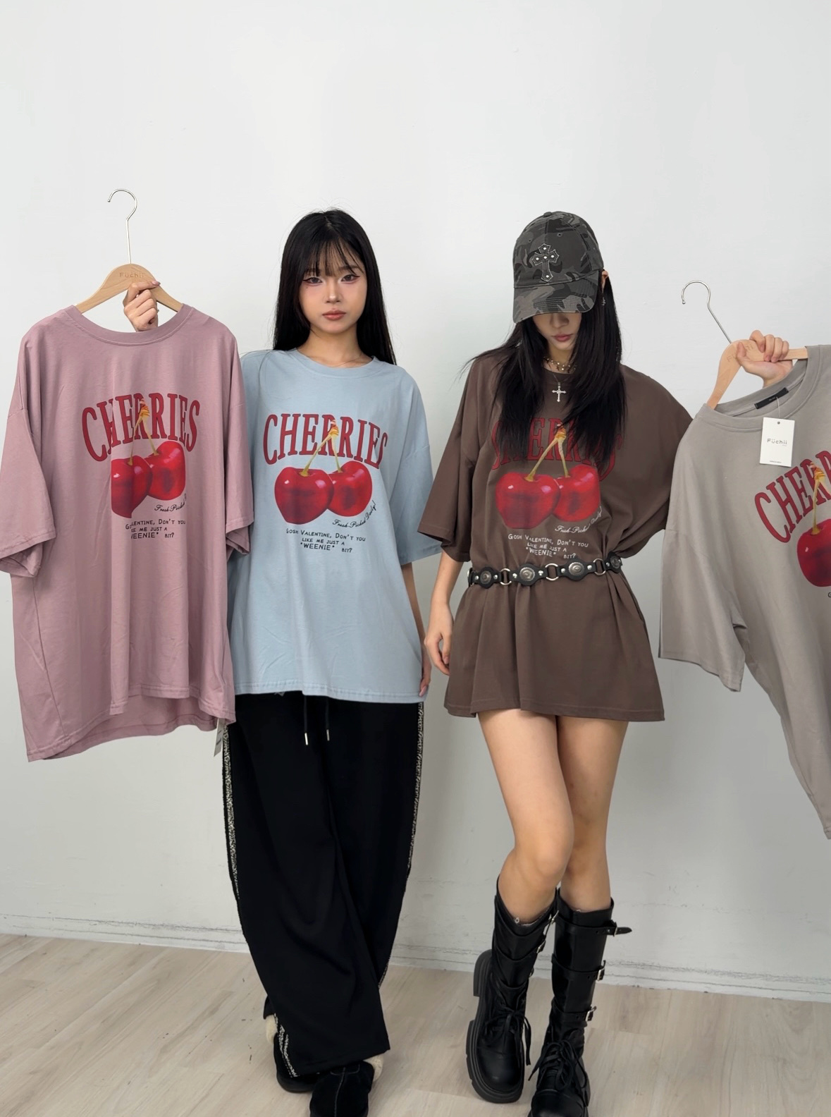 B06英字櫻桃短袖大T