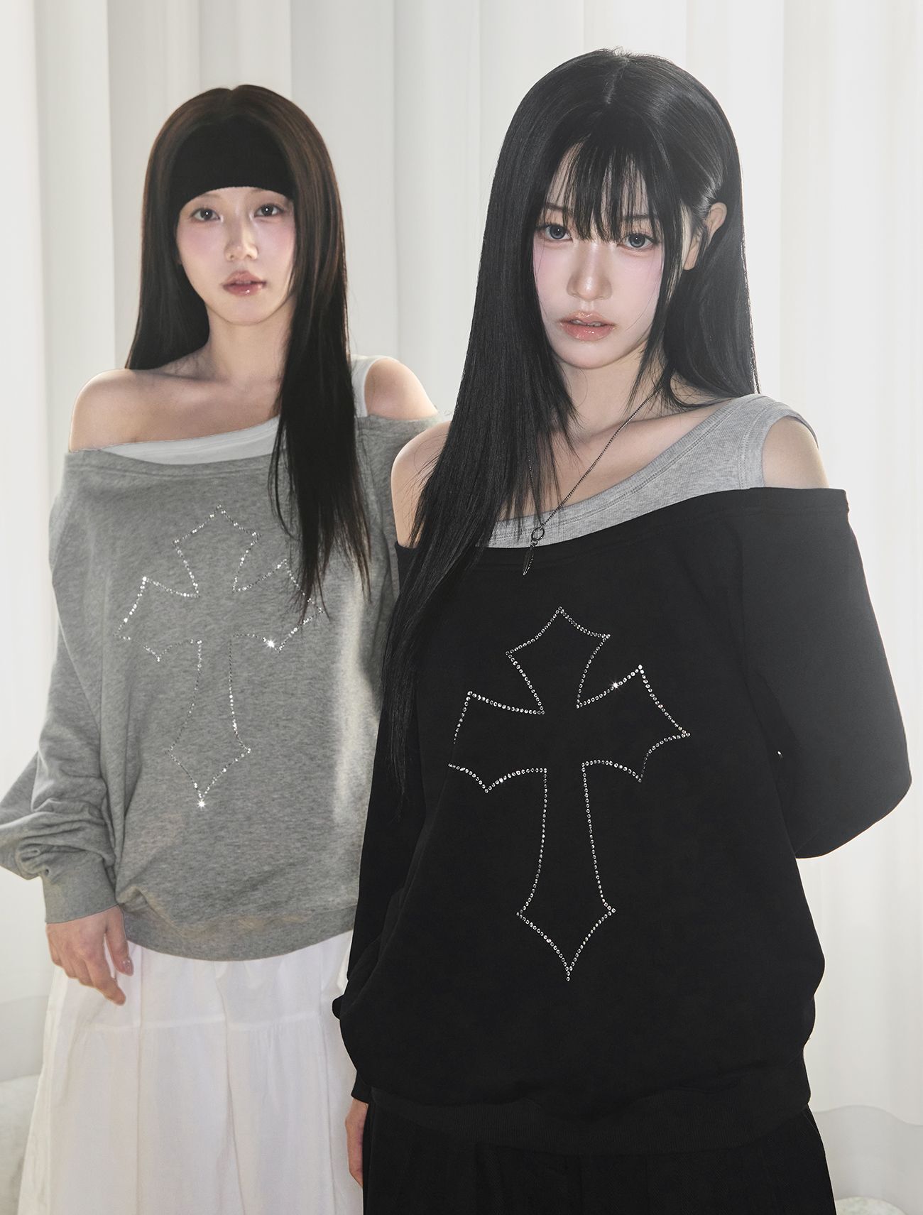 LOOXP 十字水鑽寬鬆大學T 9820-3