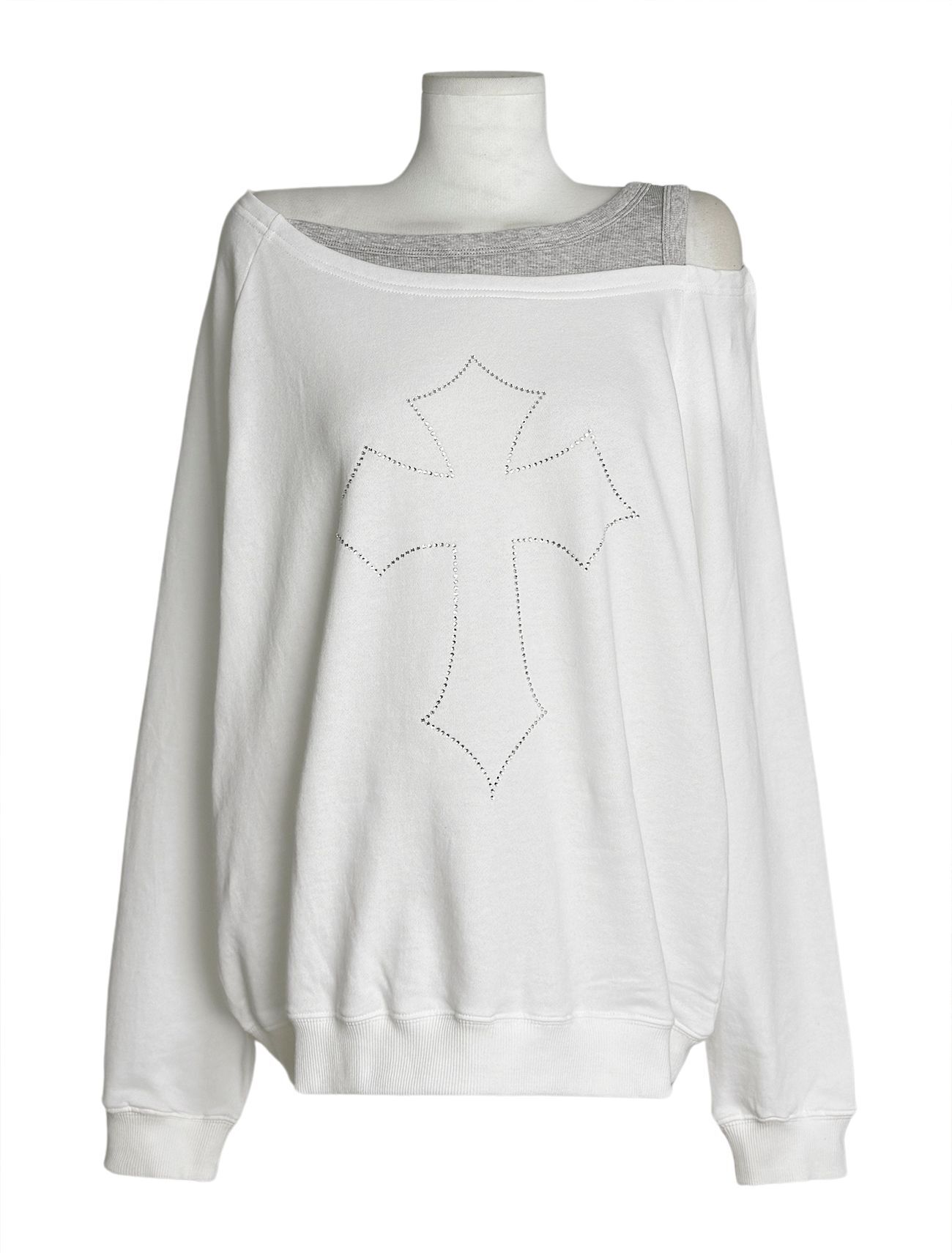 LOOXP 十字水鑽寬鬆大學T 9820-1