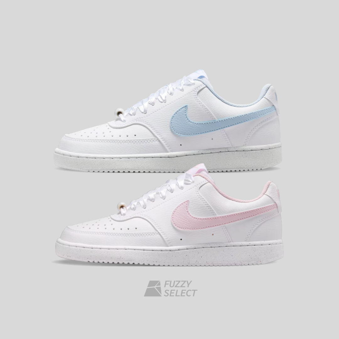 【逢甲 FUZZY】W Nike Court Vision 鍛面鞋帶 串珠 白粉 IB6652-101 白藍 IB6652-102