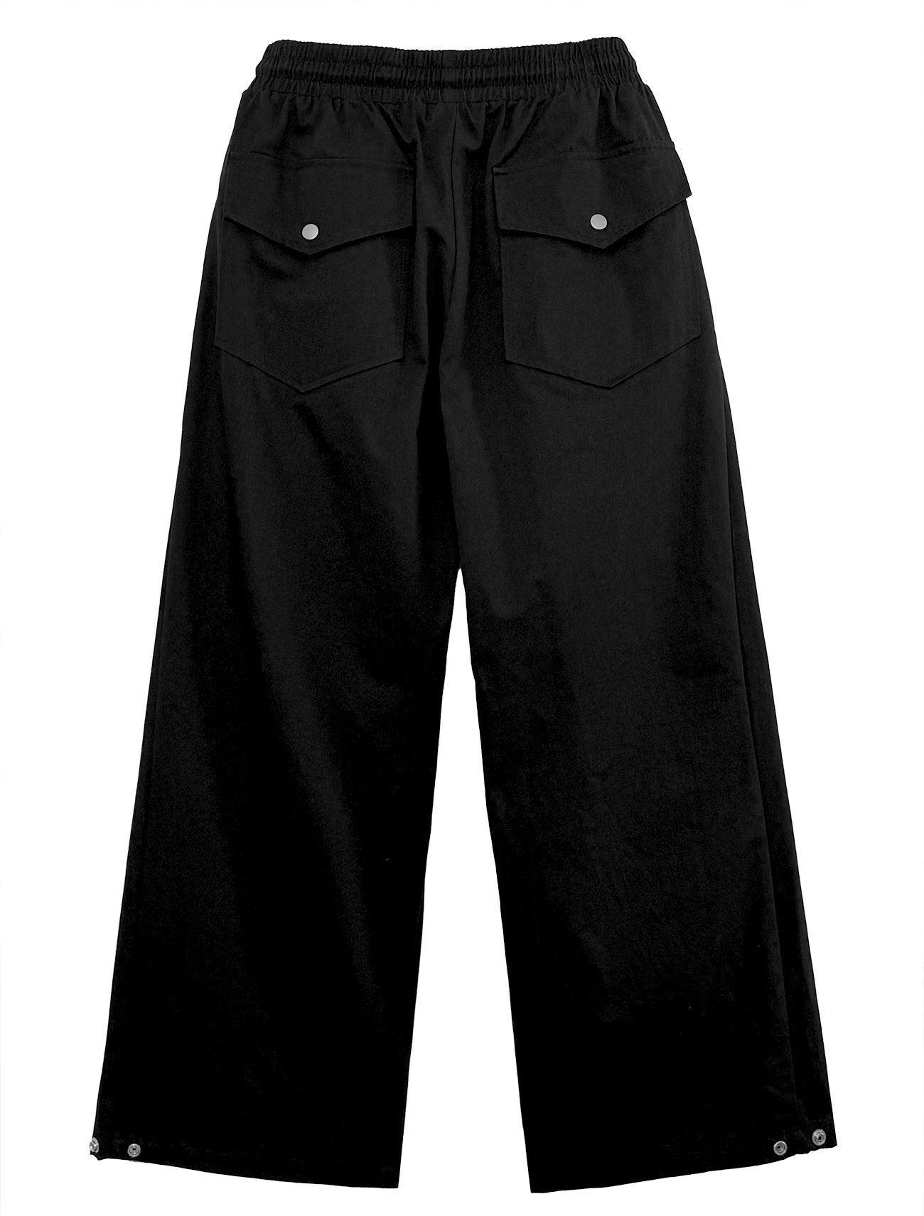 LOOXP 舒適打褶純棉闊腿長褲 黑色 9633-4