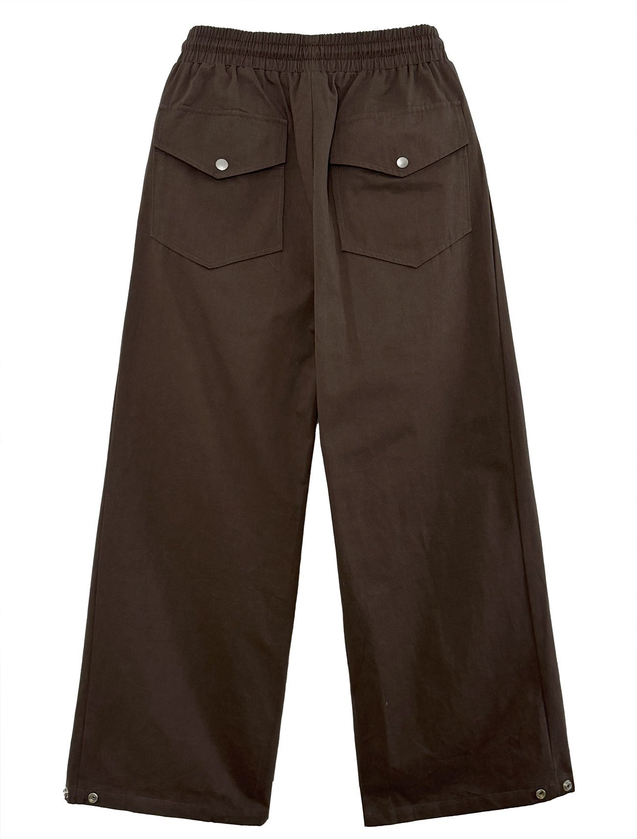 LOOXP 舒適後口袋打褶棉質寬版長褲 摩卡棕 9633-3