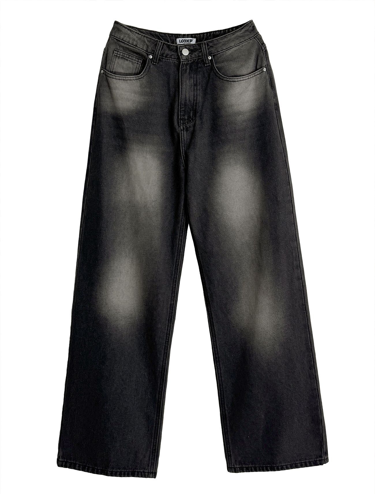 LOOXP 水洗基本款闊腿長褲 丹寧 9608-5