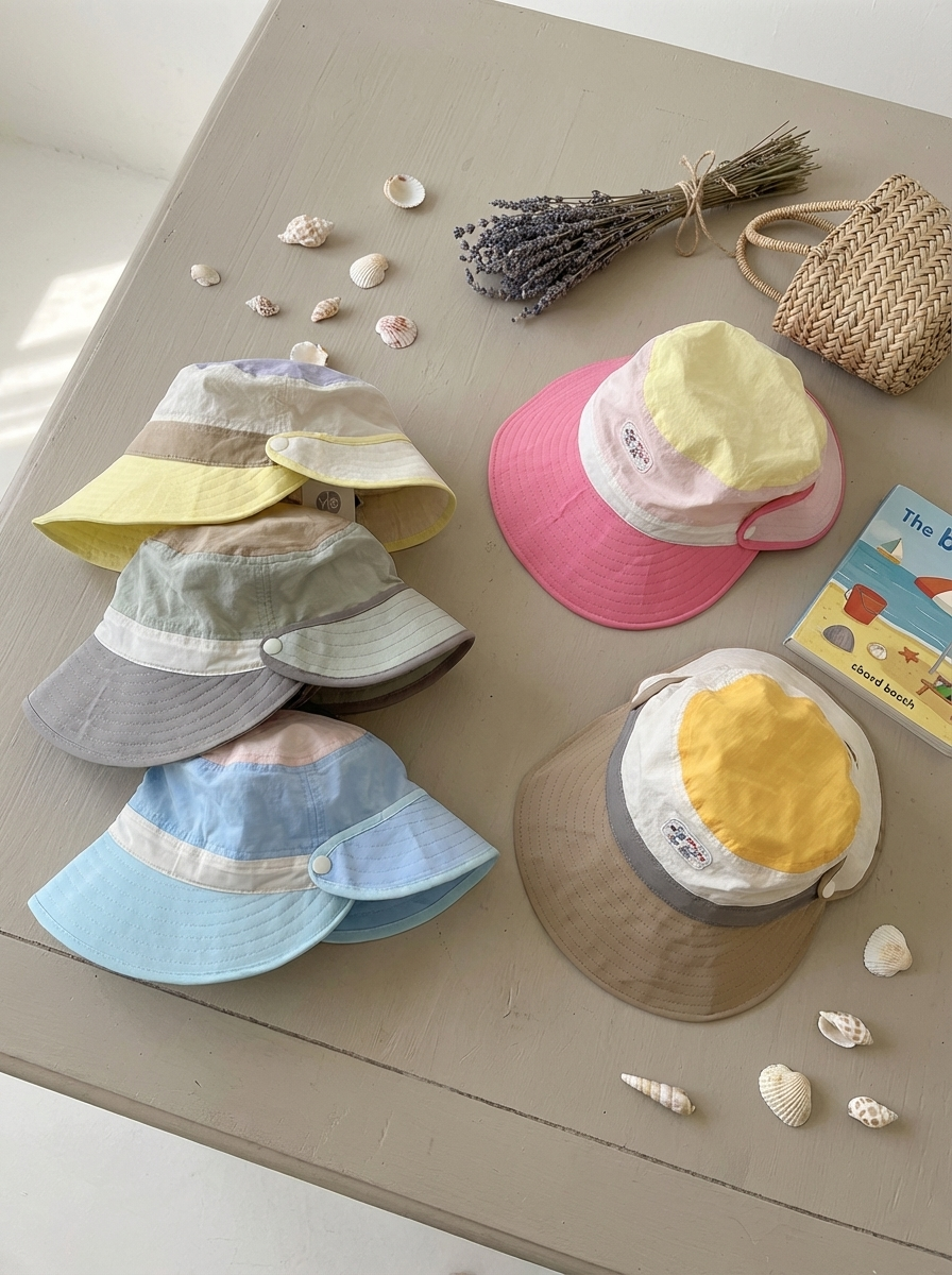 日光拼色 可拆式遮陽帽