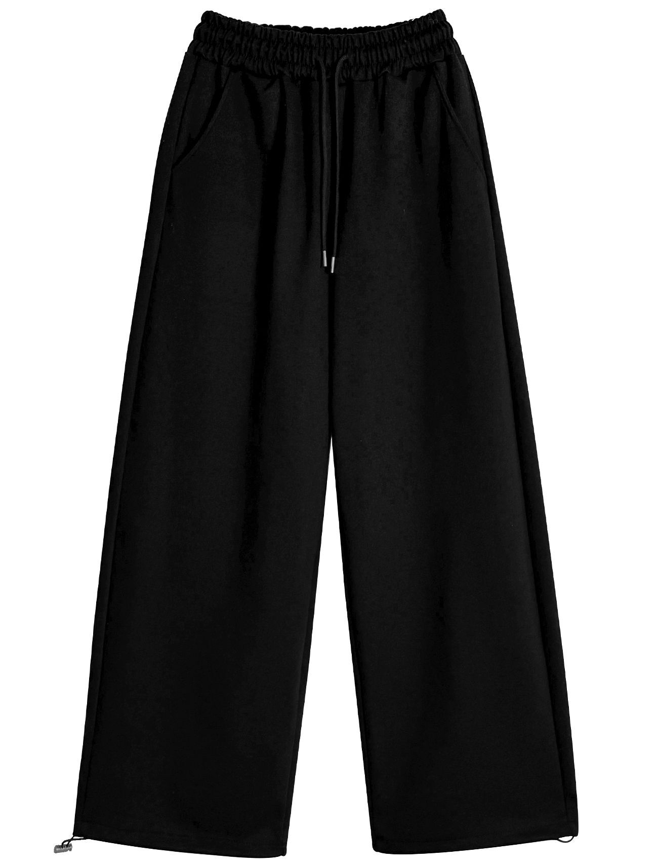 LOOXP 基本款後口袋寬版運動褲 黑色 9834-2