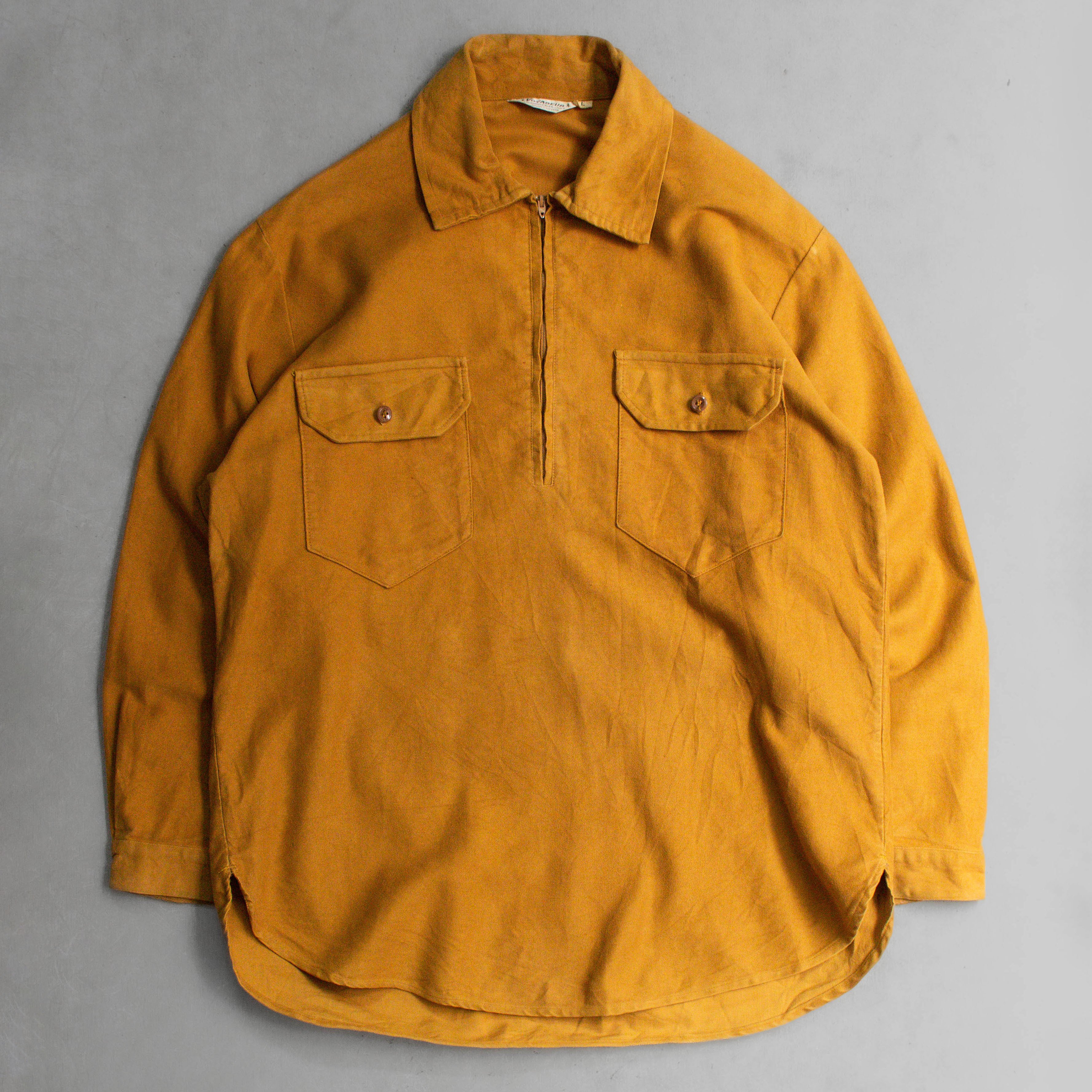 VINTAGE CHAMOIS PULLOVER SHIRT 美國 駝色 麂皮絨 拉鍊 套頭 襯衫