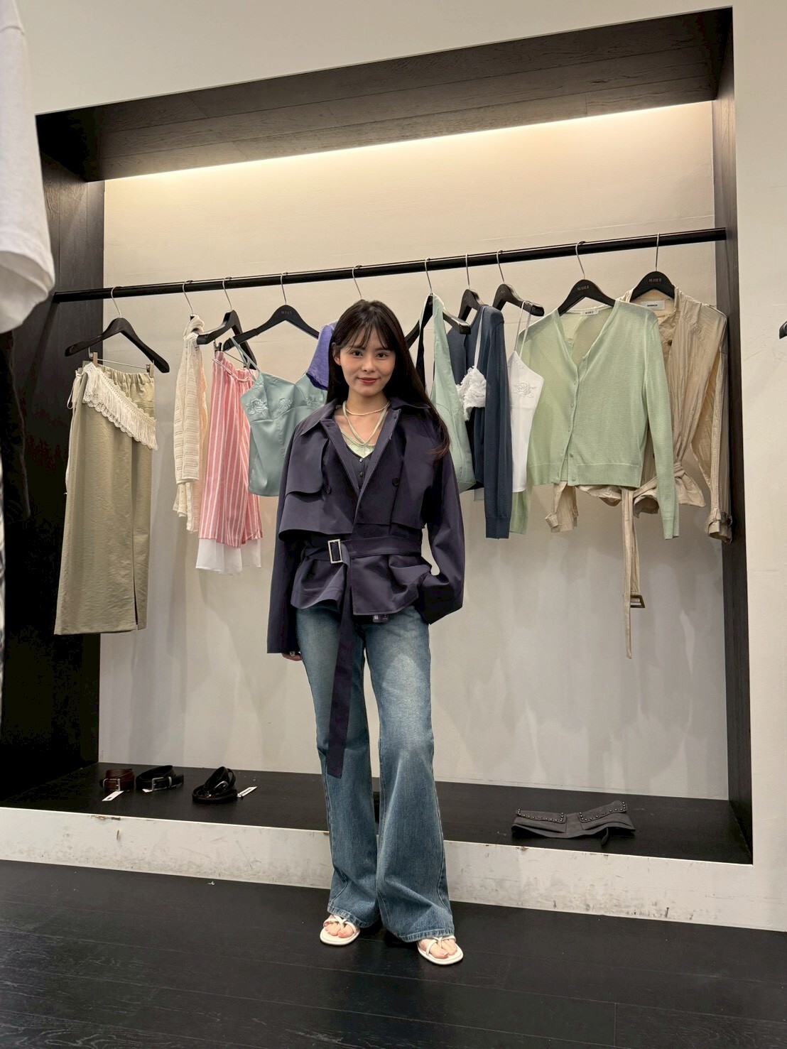 MR6049 韓劇女主雙排扣腰帶短版外套