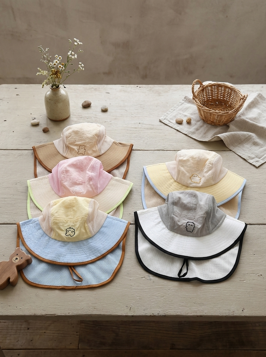 可愛動物face 遮陽帽/遮頸帽