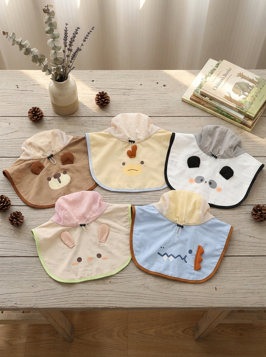 可愛動物face 遮陽帽/遮頸帽