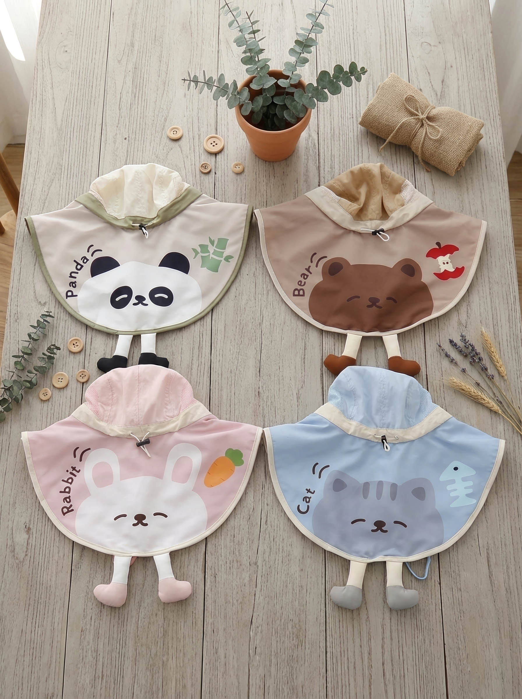 可愛動物腳腳 遮陽帽/遮頸帽