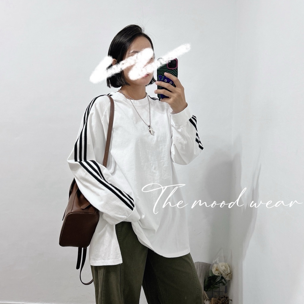 運動織紋蓋屁股長T 素T(白)