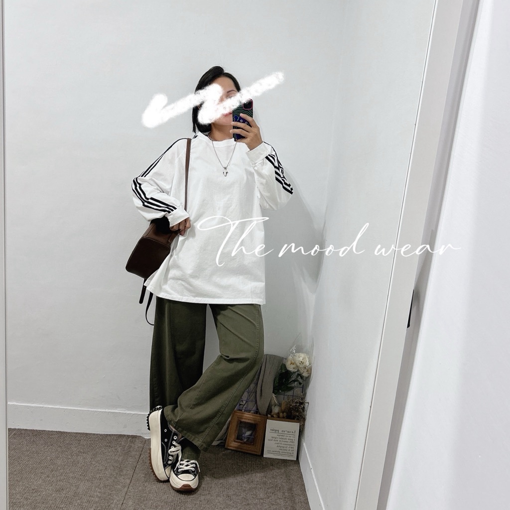 運動織紋蓋屁股長T 素T(白)