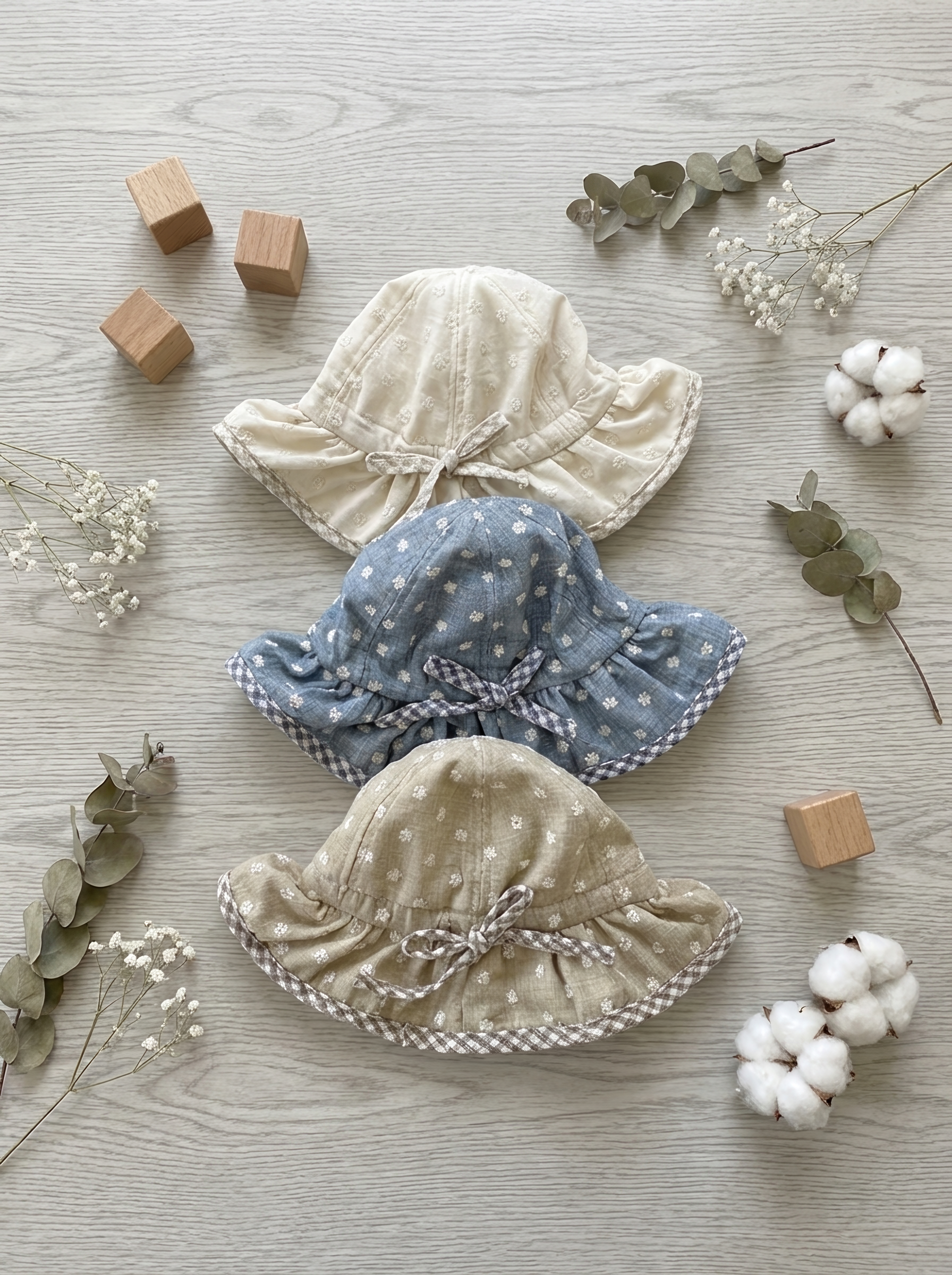 點點格子滾邊 漁夫帽