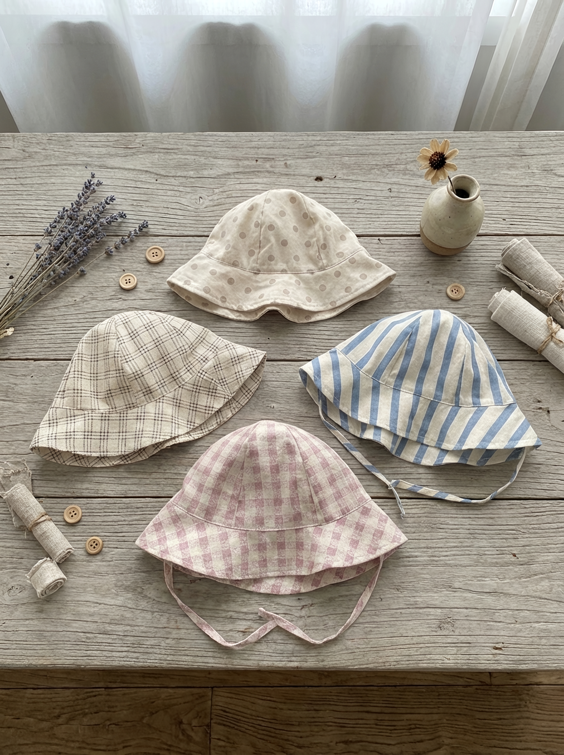 格子點點 漁夫帽