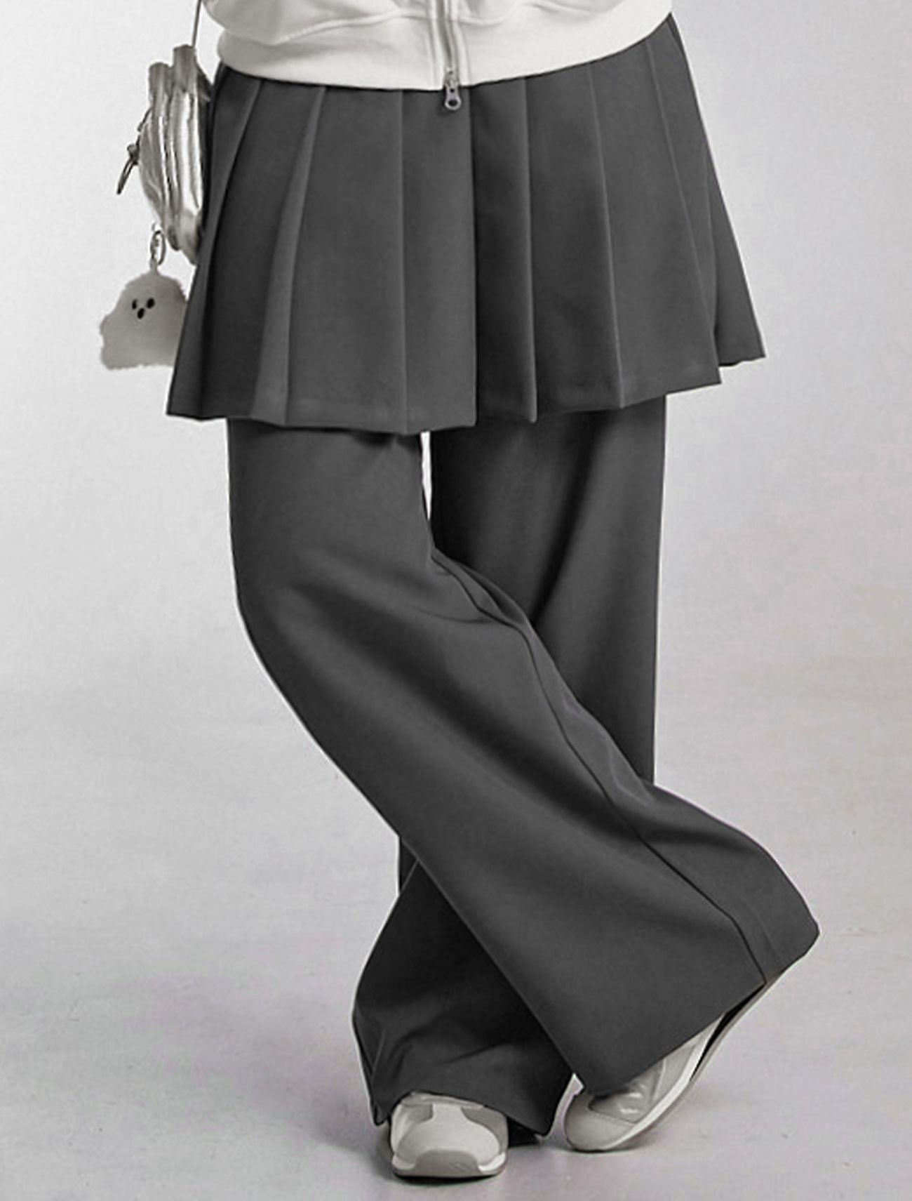 LOOXP 百褶層疊中長裙褲 炭灰色 9855-1