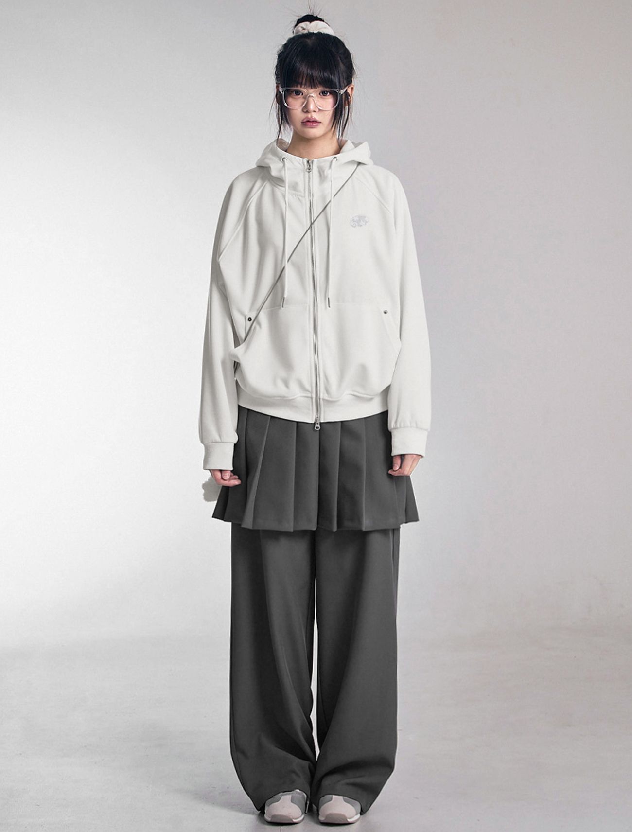 LOOXP 百褶層疊中長裙褲 炭灰色 9855-1