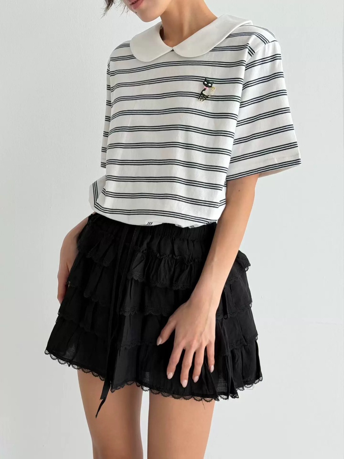 Marie Marie 貓咪條紋短袖上衣