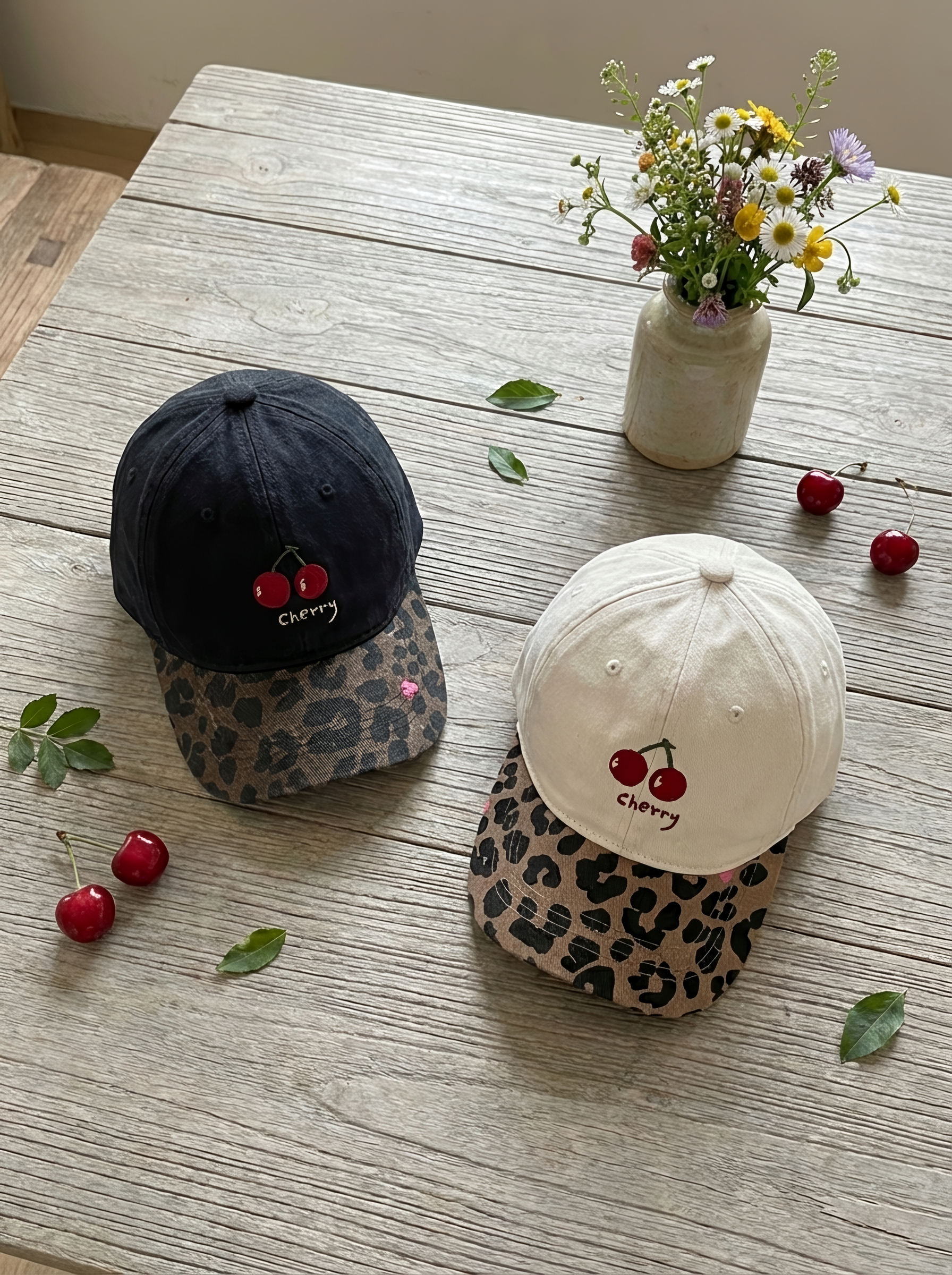 櫻桃豹紋 鴨舌帽