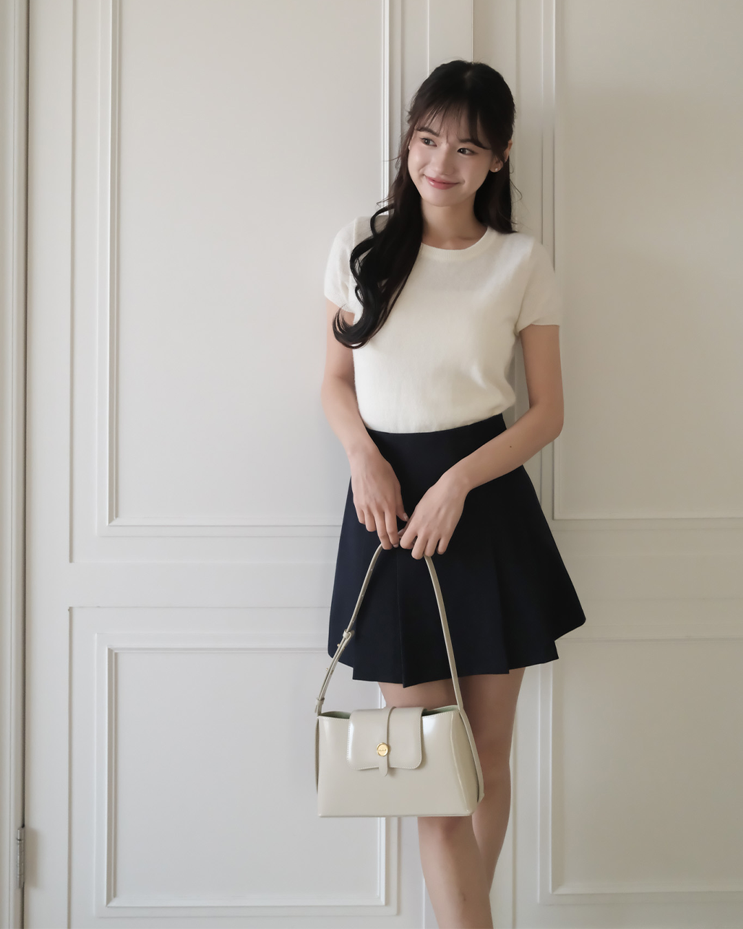 顯瘦牛仔棉百褶A字裙 ( 2 colors)