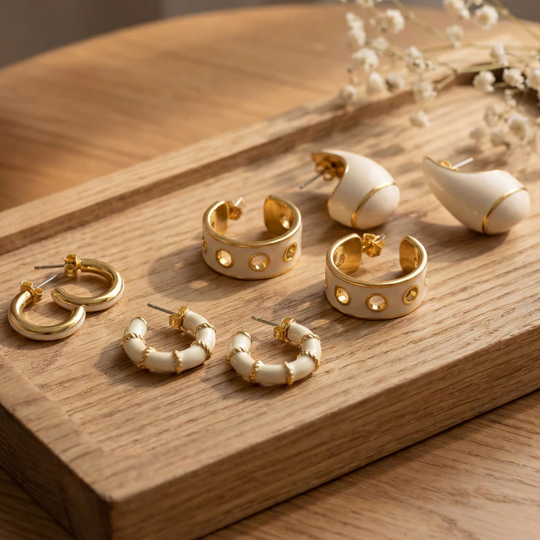 1BU0407-062 [BANGLEUP] Drop Earrings Sand White #BUP23-DRO-OPU03 (EU)