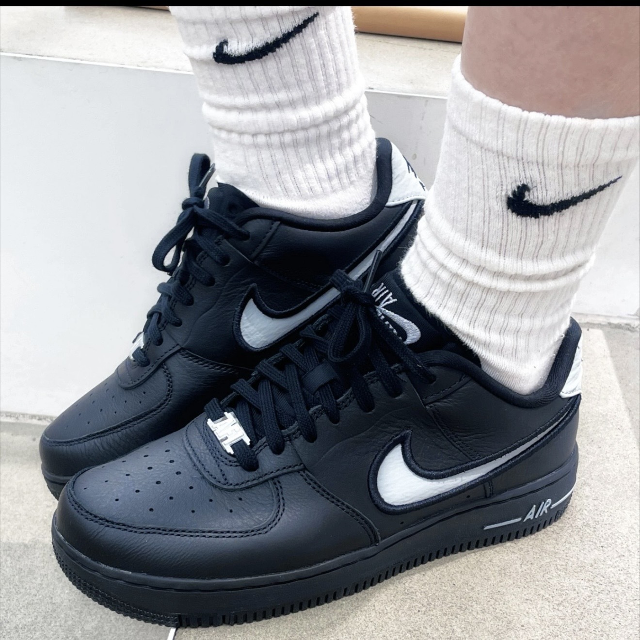 NIKE W AIR FORCE 1 DANCE 黑 白勾 凹勾 顛倒LOGO 休閒 女款 FJ7409-002