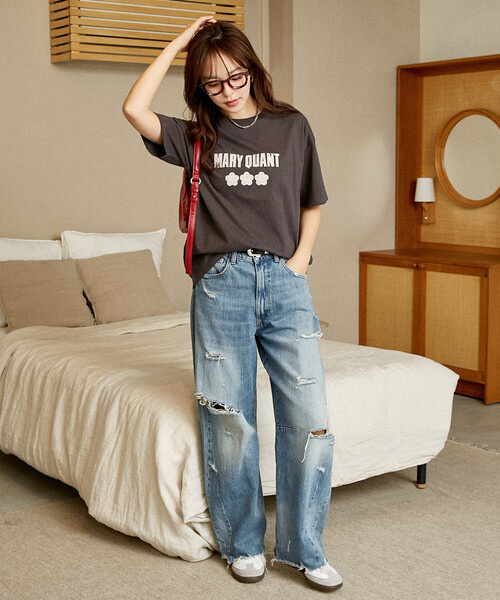 MARY QUANT × PUBLUX / Dot Embroidered Logo T-Shirt