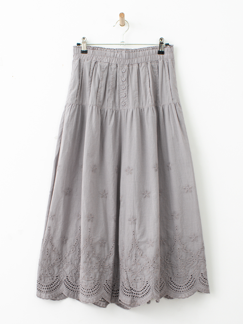 日系涼感繡花純棉柔軟寬褲