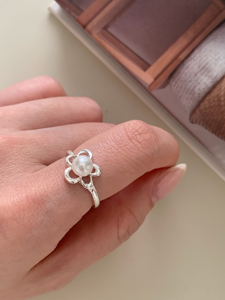 珍珠小花戒指