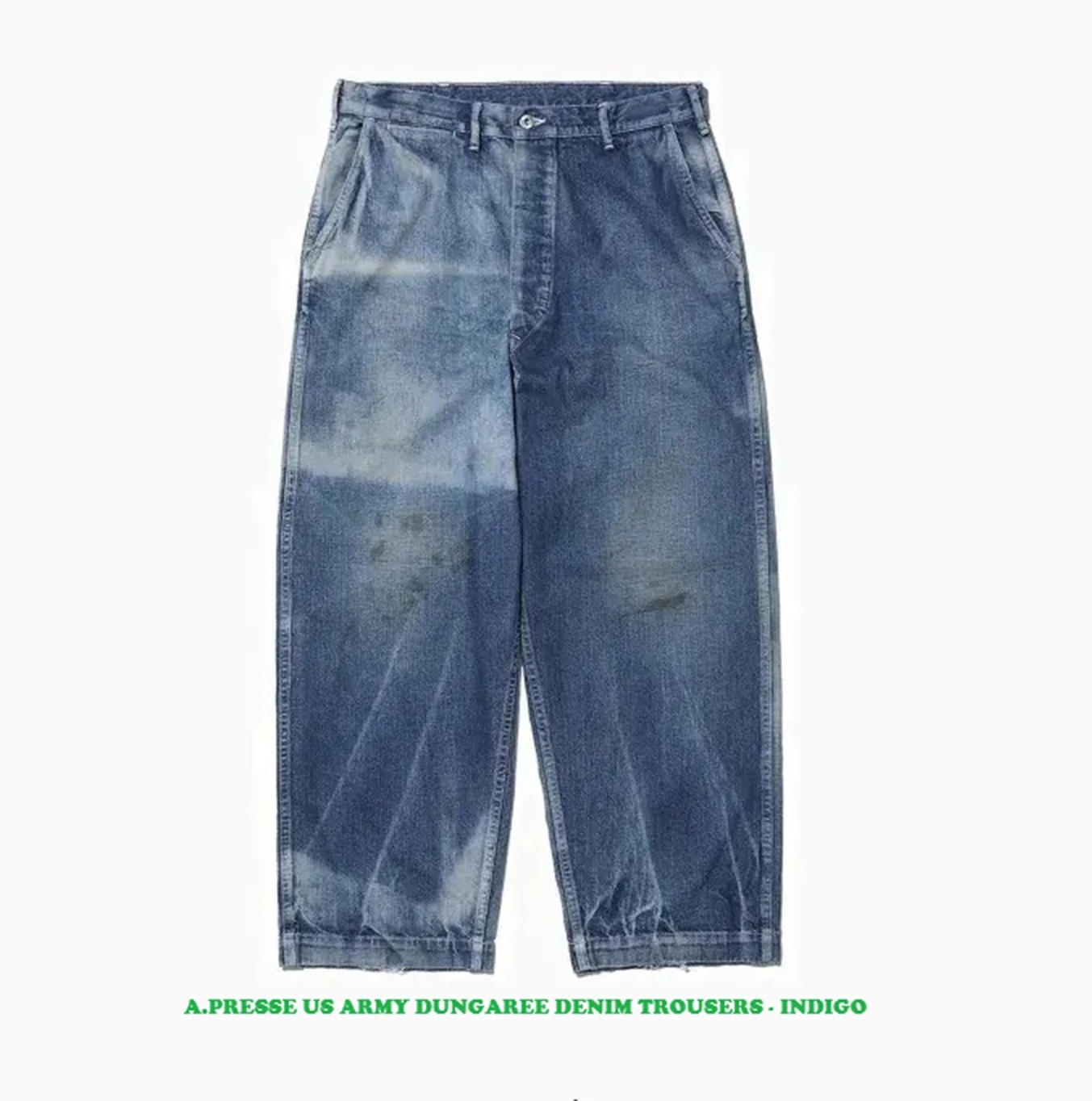 A.PRESSE US ARMY DUNGAREE DENIM TROUSERS - INDIGO PRE ORDER ITEM (預訂中)