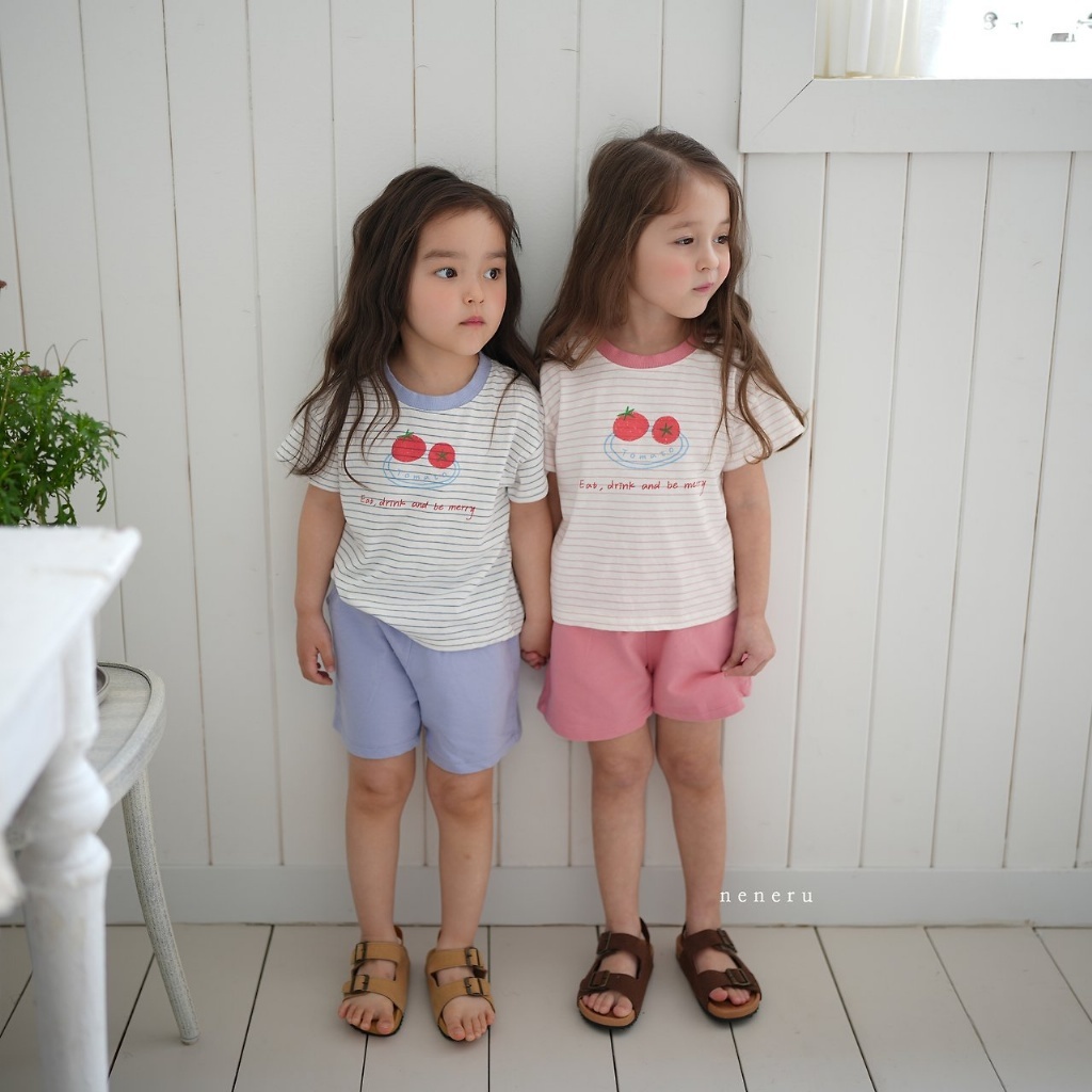 正韓夏neneru 三色條紋番茄套裝