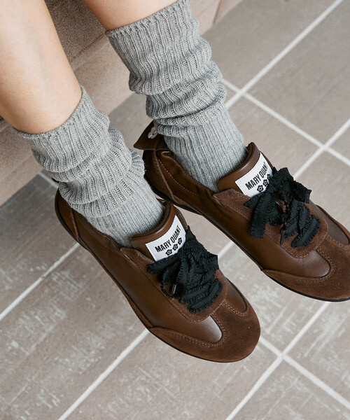 MARY QUANT × PUBLUX / Faux Suede Gathered Sneakers