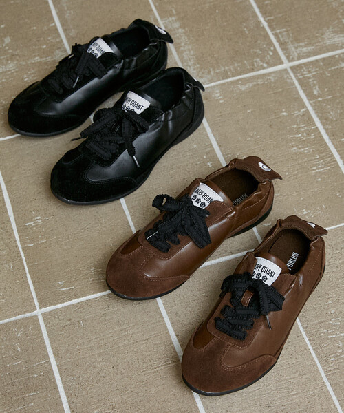 MARY QUANT × PUBLUX / Faux Suede Gathered Sneakers