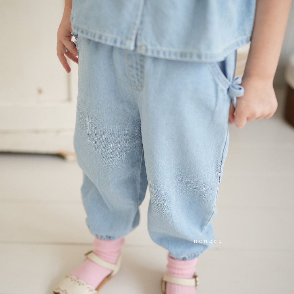 正韓夏neneru 蝴蝶結牛仔褲