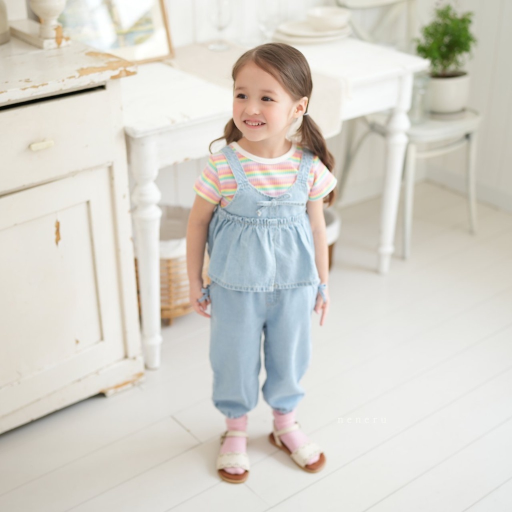 正韓夏neneru 蝴蝶結牛仔褲