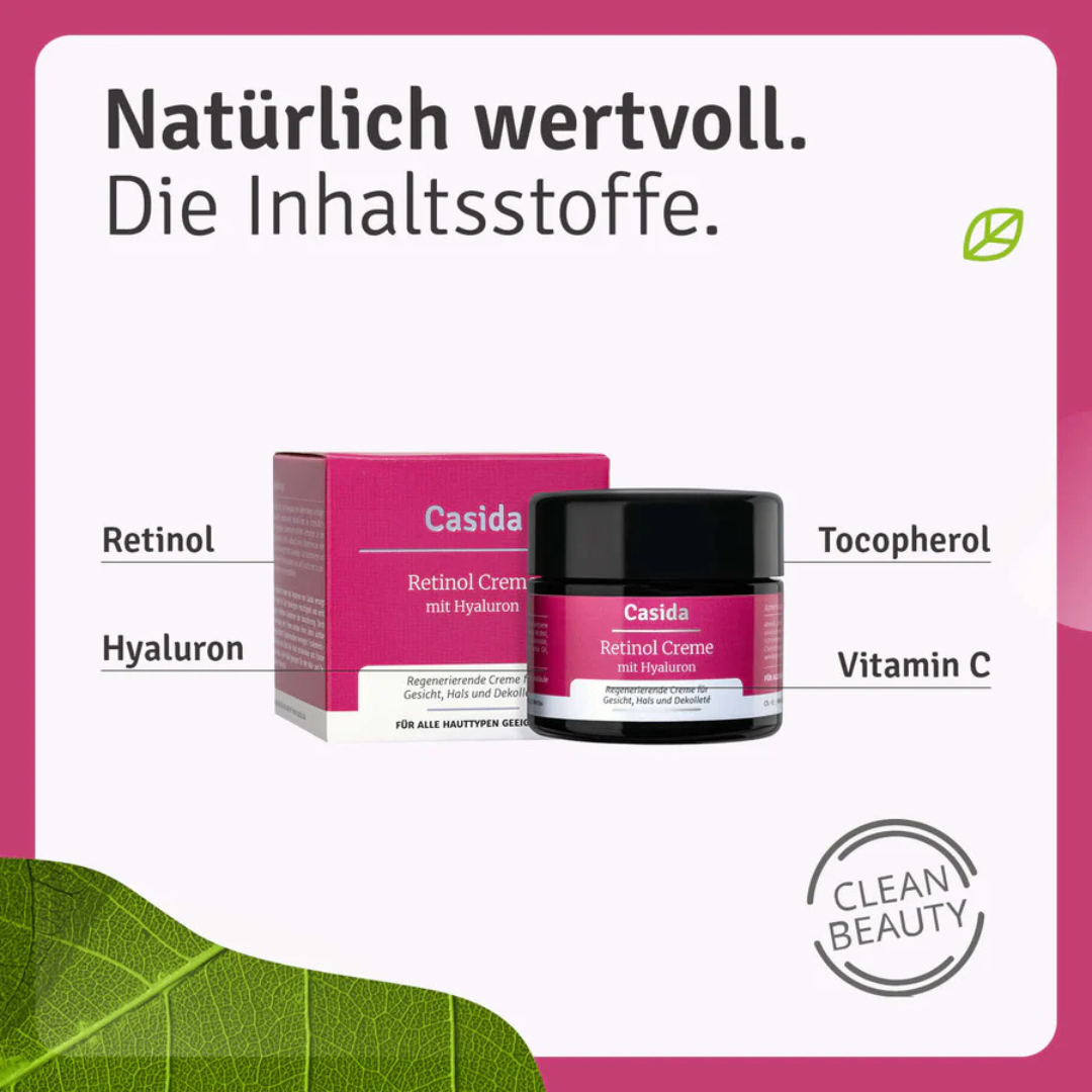 德國 Casida 視黃醇透明質酸面霜 50ml | 緊緻面頸肌膚並淡化細紋 | PETA 純素