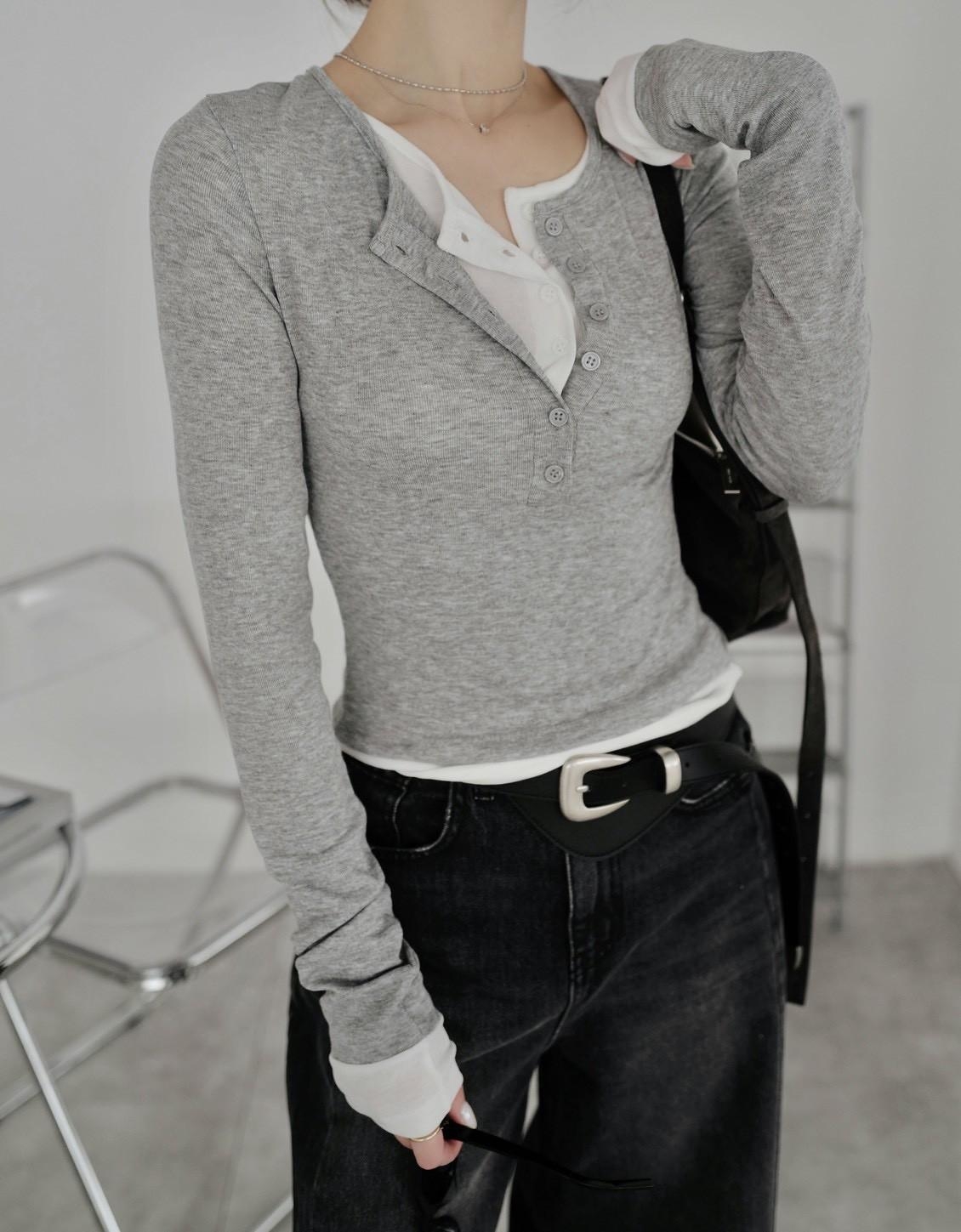 假兩件亨利領上衣 HB05