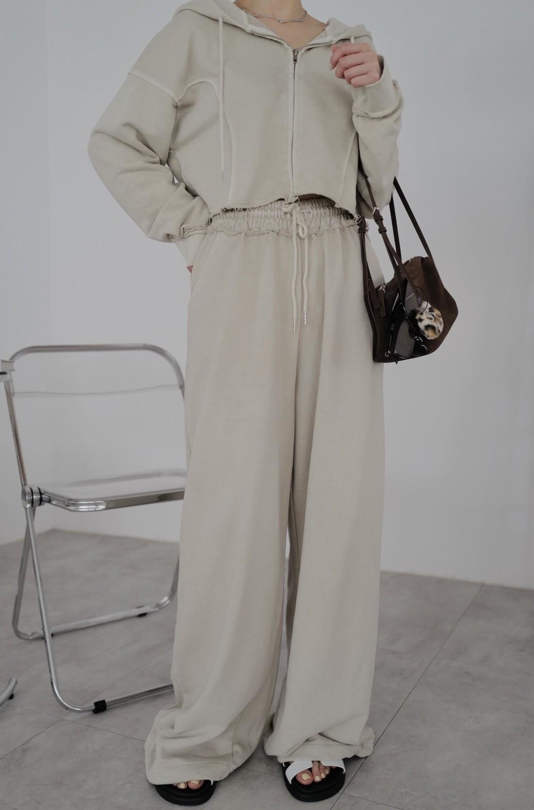 下擺縮口寬褲頭仿舊棉褲 HB08