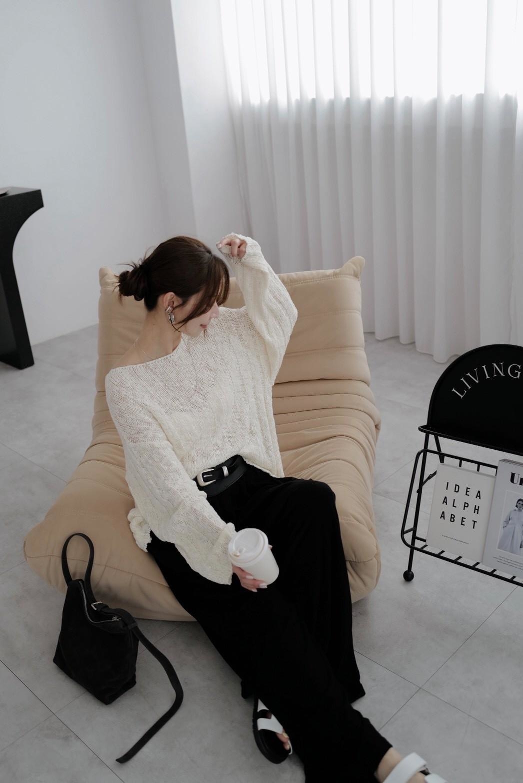 船型領針織長版毛衣 HB12