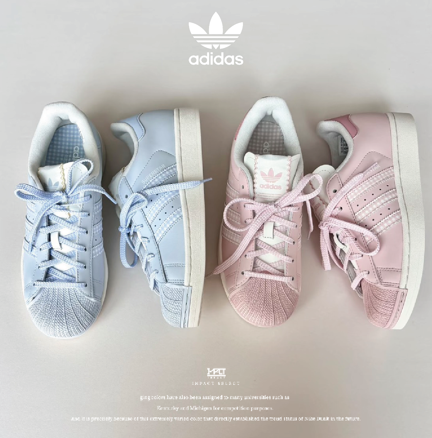 Adidas originals  SUPERSTAR  2 春日限定配色 格紋貝殼鞋 藍粉 KJ3968 HQ2646