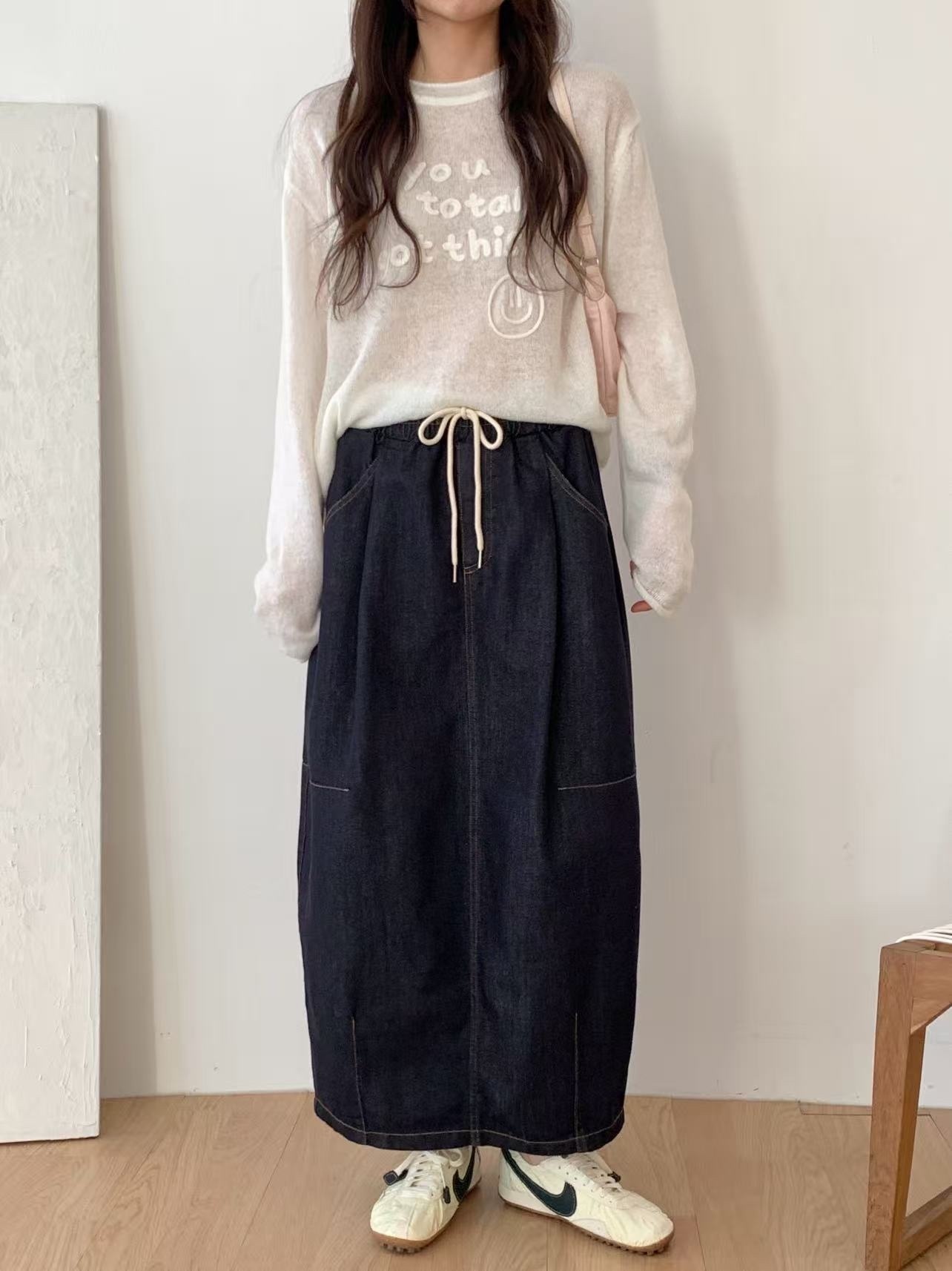 【直播】韓國 LUXE K04058008 深藍色長裙   （韓國製造）