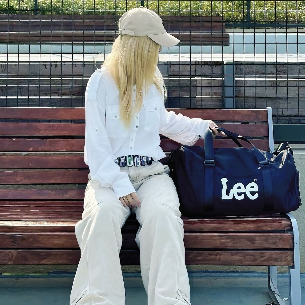 Lee 28L 乾濕分離 防水大容量旅行袋 旅行包 健身包 斜背包 帆布黑色