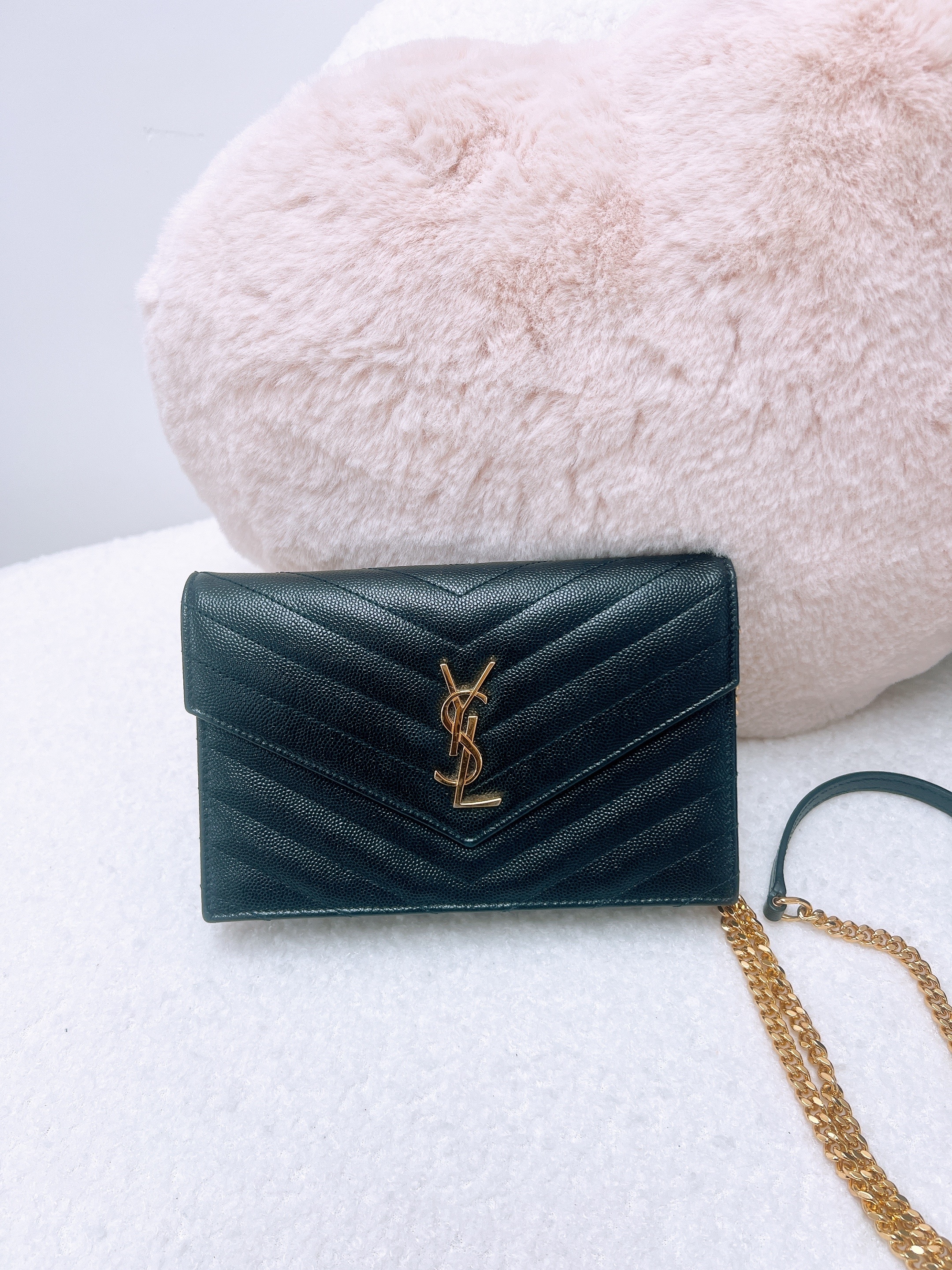 YSL Saint Laurent envelope woc wallet on chain (black GHW)