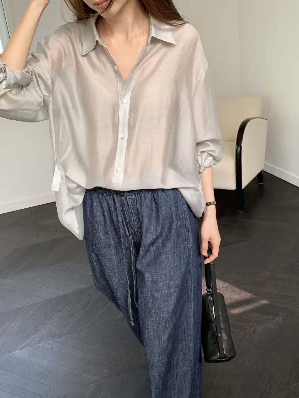 【直播】韓國 LUXE K04058011 女裝天絲涼感恤衫   （韓國製造）