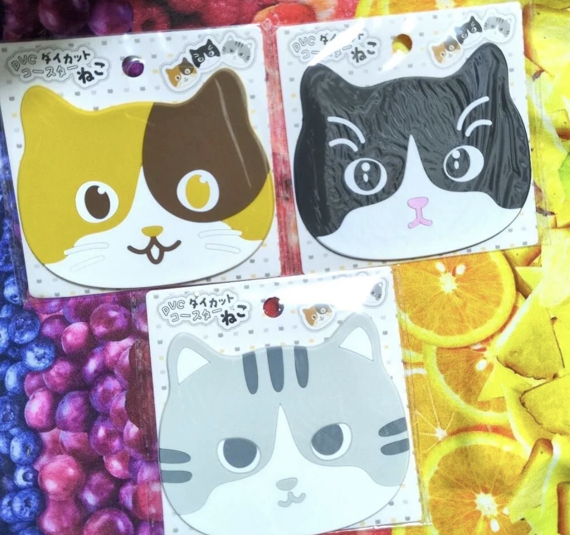 JP 貓貓頭軟矽膠杯墊 隨機色 0425 TK260405（H）