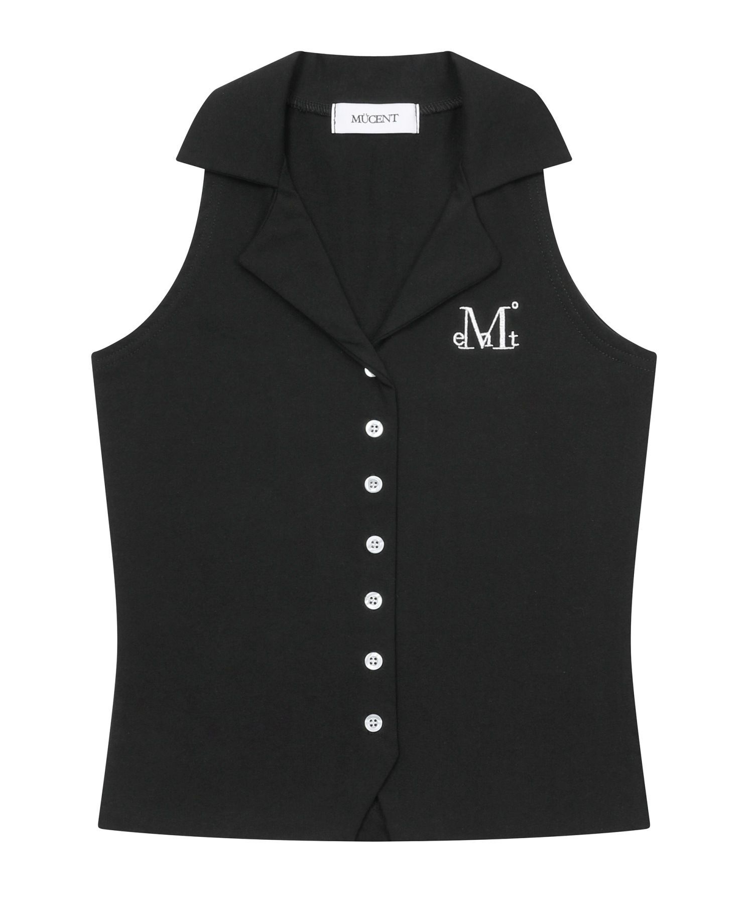 MUCENT 翻領鈕扣無袖背心 P0000BBT