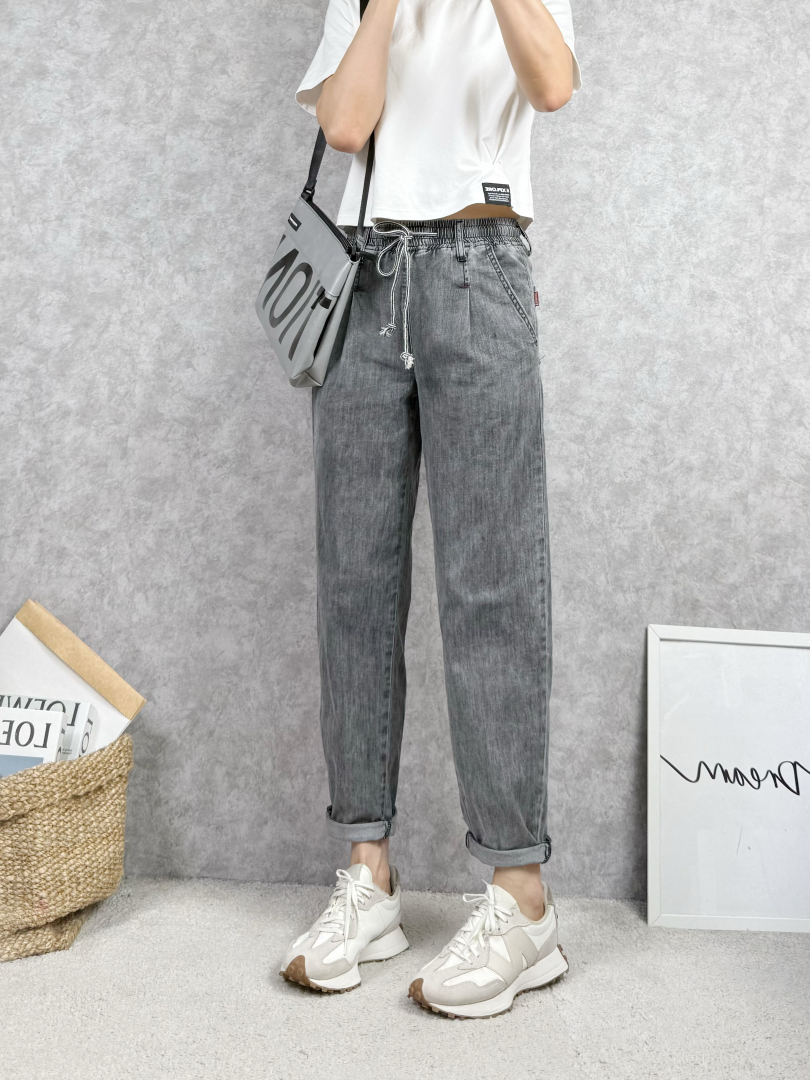 最舒服的牛仔褲！穿脫方便不勒肚灰階休閒褲