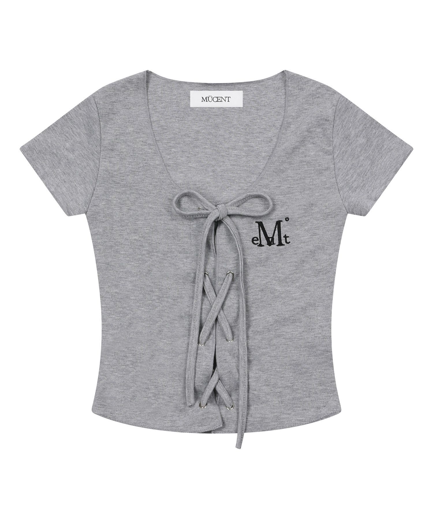 MUCENT 鉚眼繫帶馬甲捲邊短袖上衣 P0000CGN