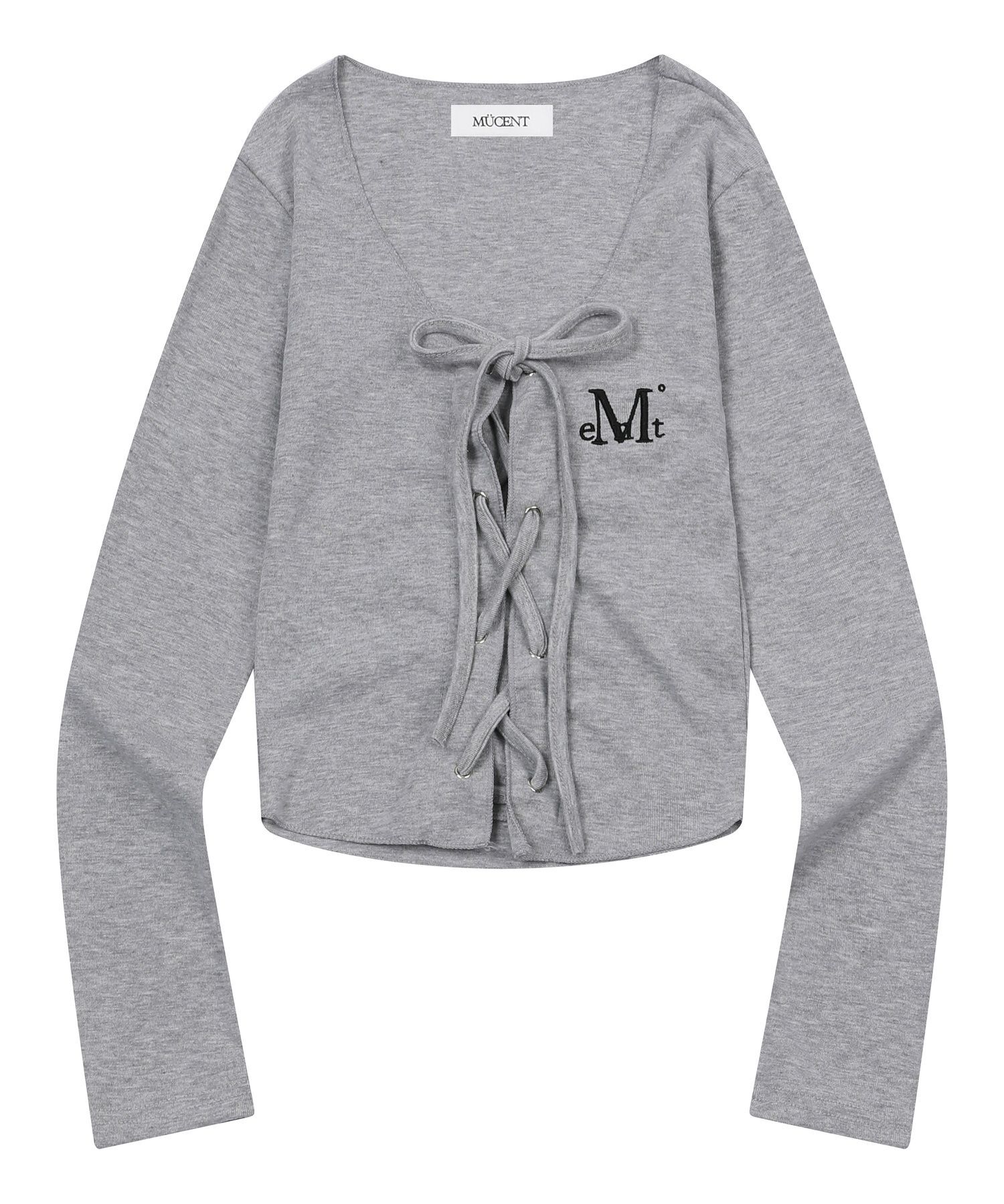 MUCENT 孔眼繫帶馬甲捲邊長袖上衣 P0000CGM