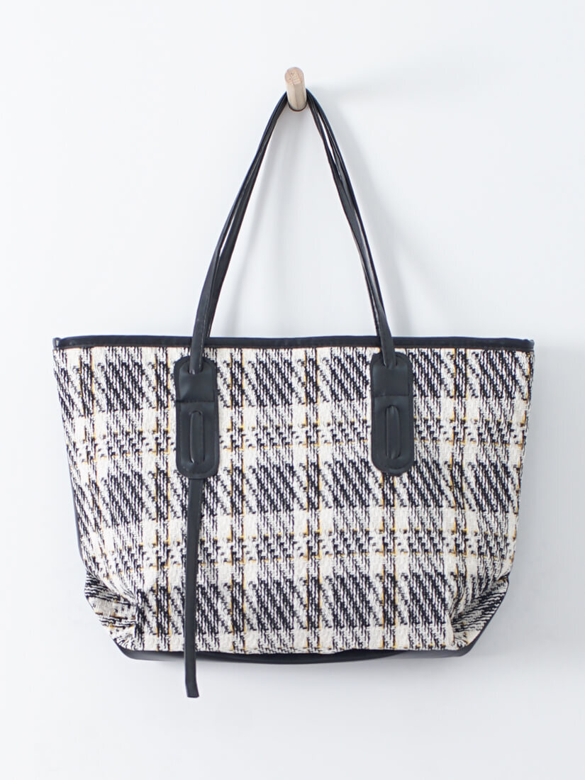 小資風毛呢皮革肩背包(2色)